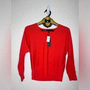 BANANA‎ REPUBLIC NWT 100% Merino Wool V-Neck Sweater Hot Red Women's Size XSP